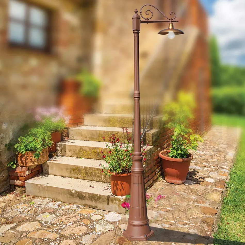 Vintage Garden Lamp in Aluminum and Brass Made in Italy - Adela Viadurini