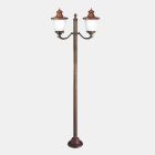 Outdoor Lamppost with 2 Lights in White Glass, Copper and Brass - Venice by Il Fanale Viadurini
