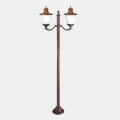 Outdoor Lamppost with 2 Lights in White Glass, Copper and Brass - Venice by Il Fanale