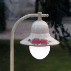 Outdoor Street Lamp White Aluminum and Hand Painted Flowers Decor - Imperia Viadurini