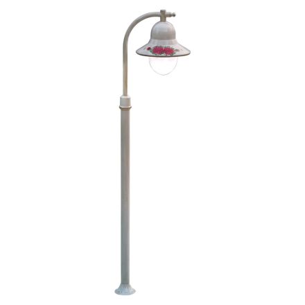 Outdoor White Aluminum Lamppost and Hand Painted Flowers Decor - Imperia Viadurini