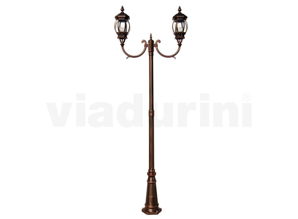 Garden Lamp 2 Lights in Aluminum Vintage Style Made in Italy - Leona Viadurini