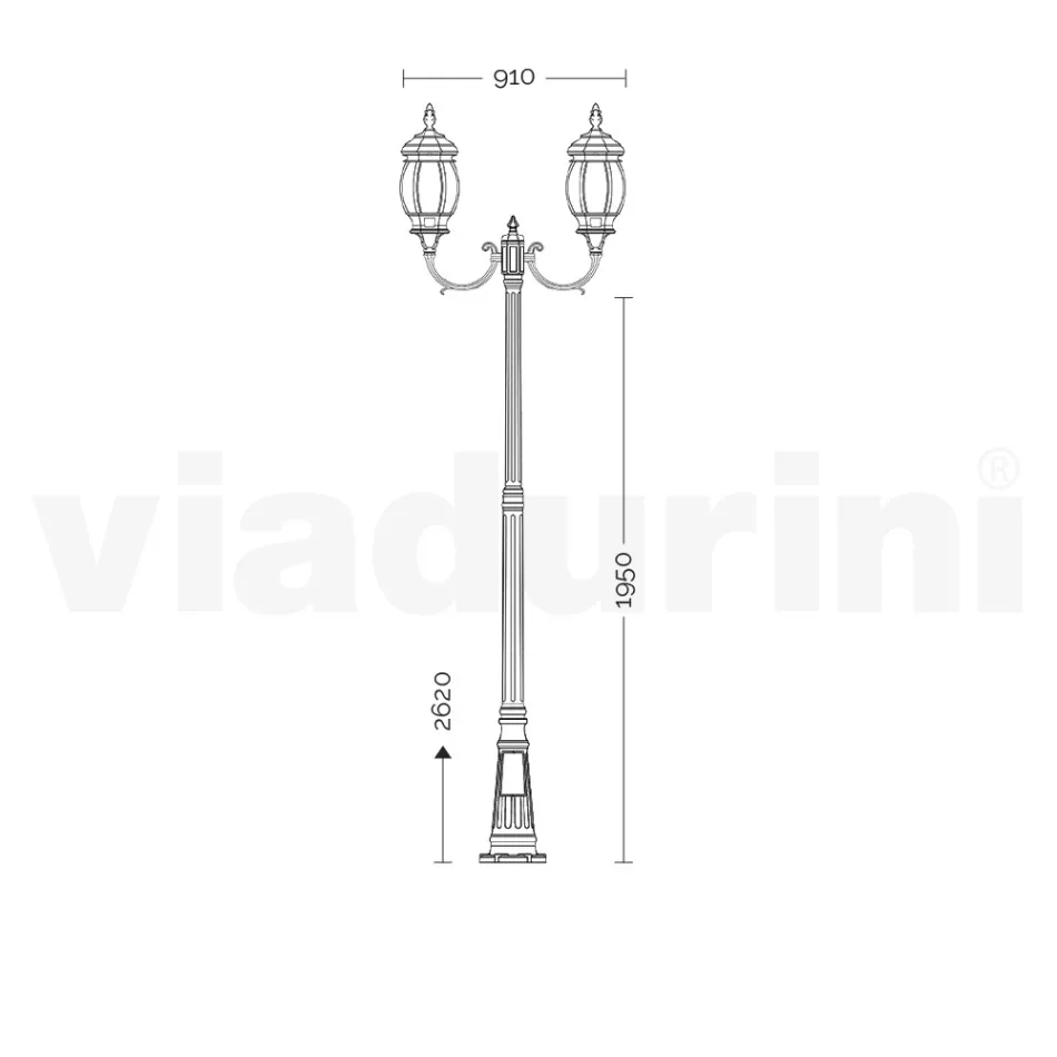 Garden Lamp 2 Lights in Aluminum Vintage Style Made in Italy - Leona Viadurini
