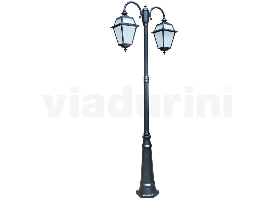 Garden Lamp with 2 Lights in Aluminum and Glass Made in Italy - Vivian Viadurini