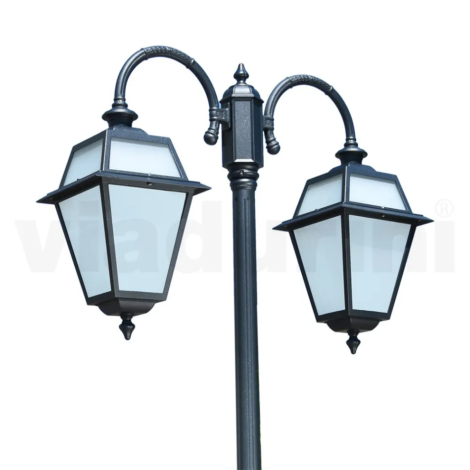 Garden Lamp with 2 Lights in Aluminum and Glass Made in Italy - Vivian Viadurini