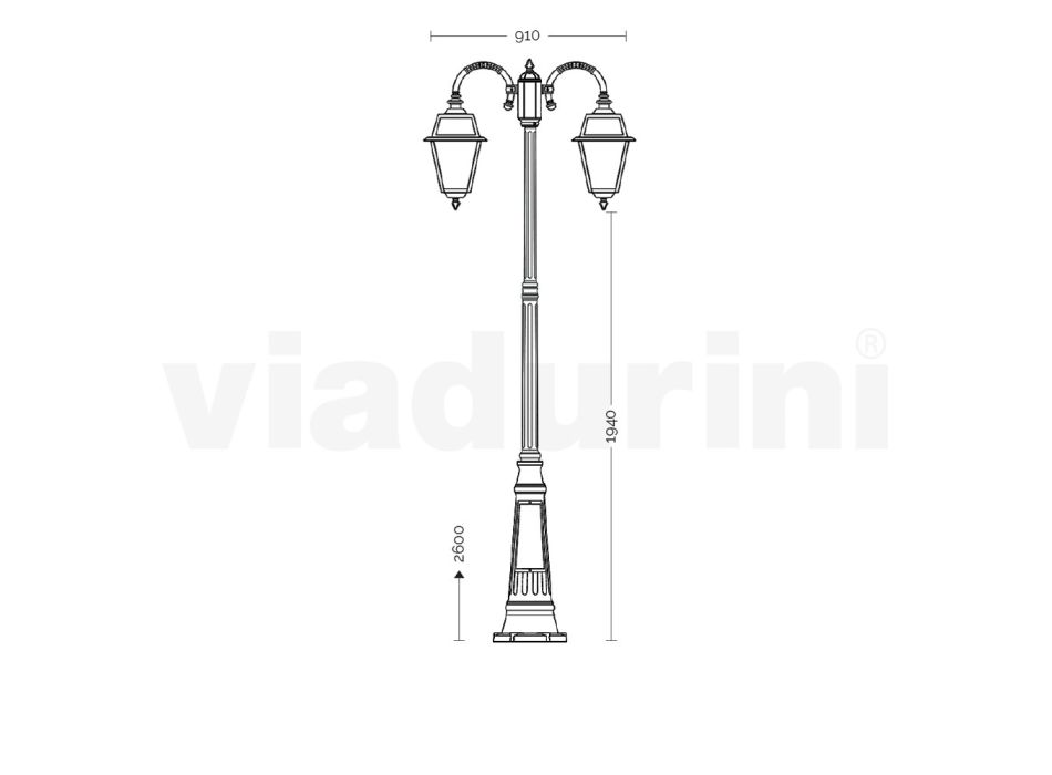 Garden Lamp with 2 Lights in Aluminum and Glass Made in Italy - Vivian Viadurini