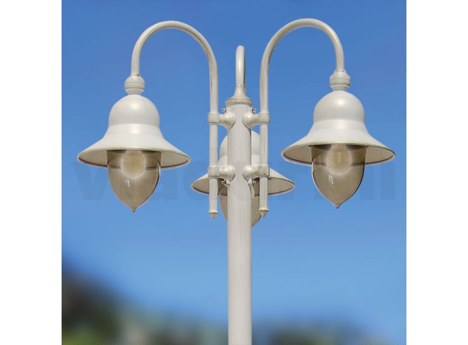 Garden Lamp with 3 Lights in Aluminum Made in Italy - Cassandra Viadurini