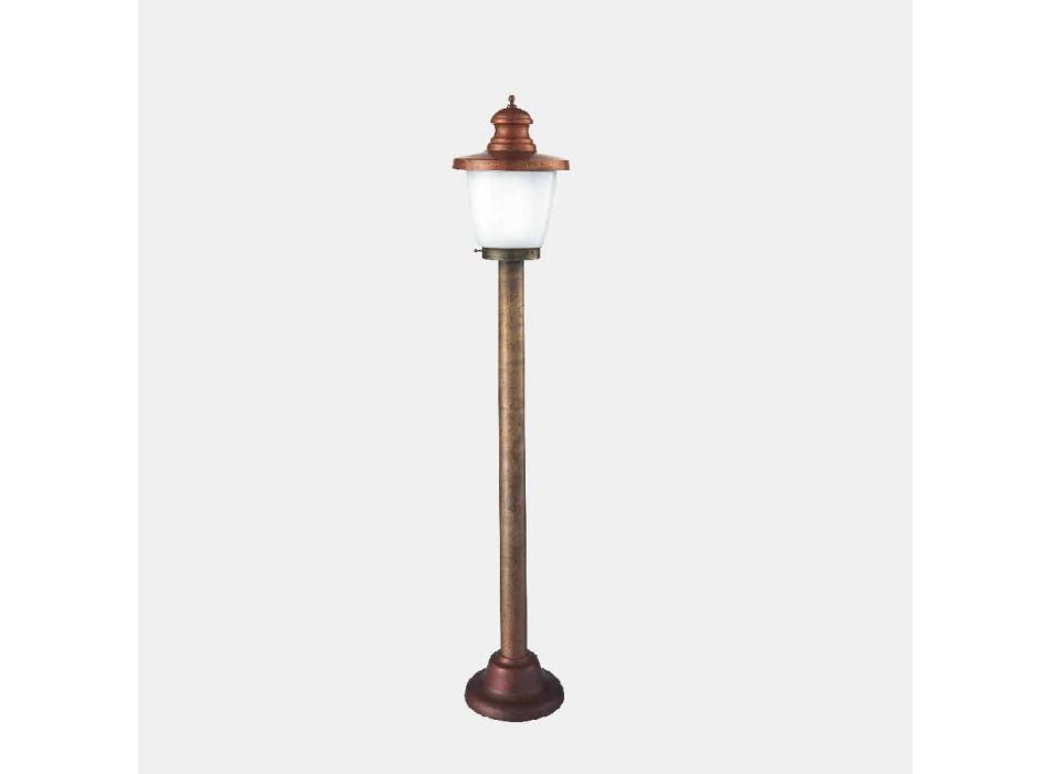 Lamppost Vintage Outdoor Post in Brass and White Glass - Venezia by Il Fanale Viadurini