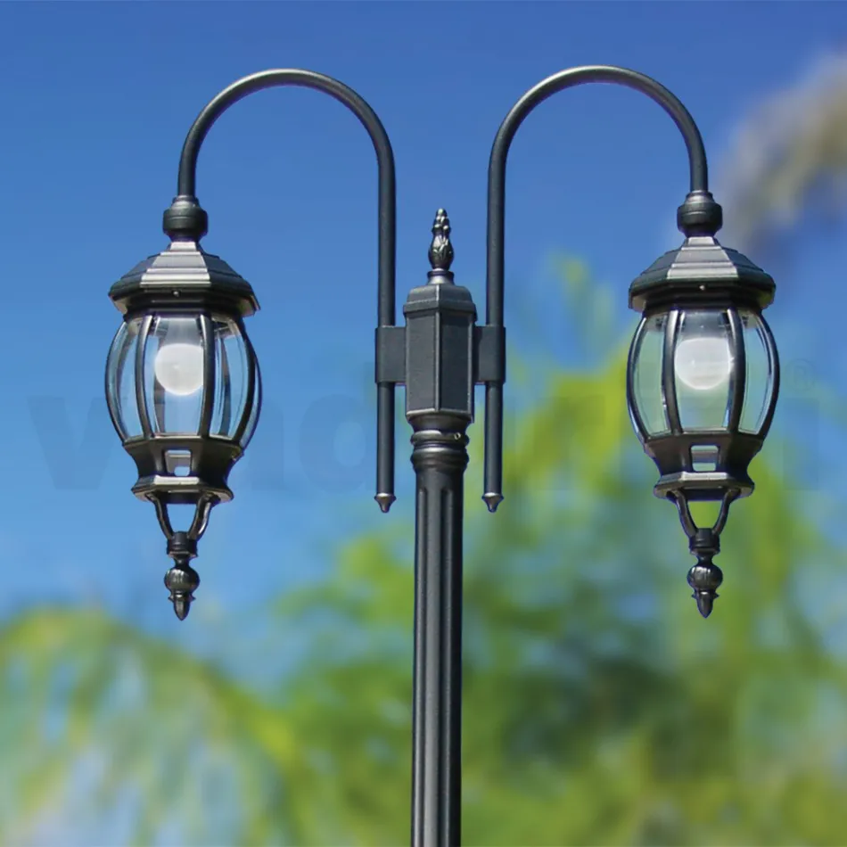 Lamppost Vintage Style 2 Lights in Anthracite Aluminum Made in Italy - Empire Viadurini