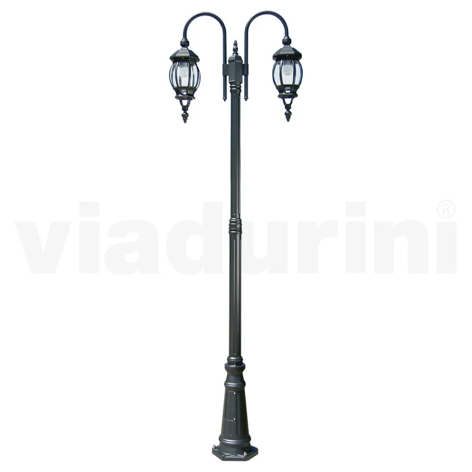 Lamppost Vintage Style 2 Lights in Anthracite Aluminum Made in Italy - Empire Viadurini