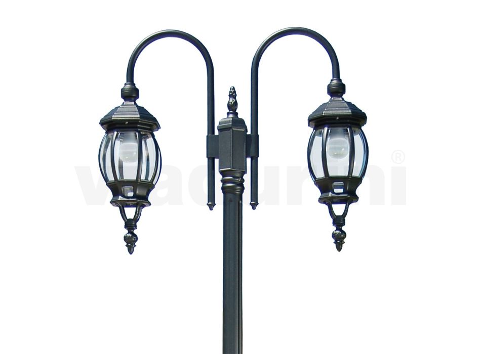 Lamppost Vintage Style 2 Lights in Anthracite Aluminum Made in Italy - Empire Viadurini