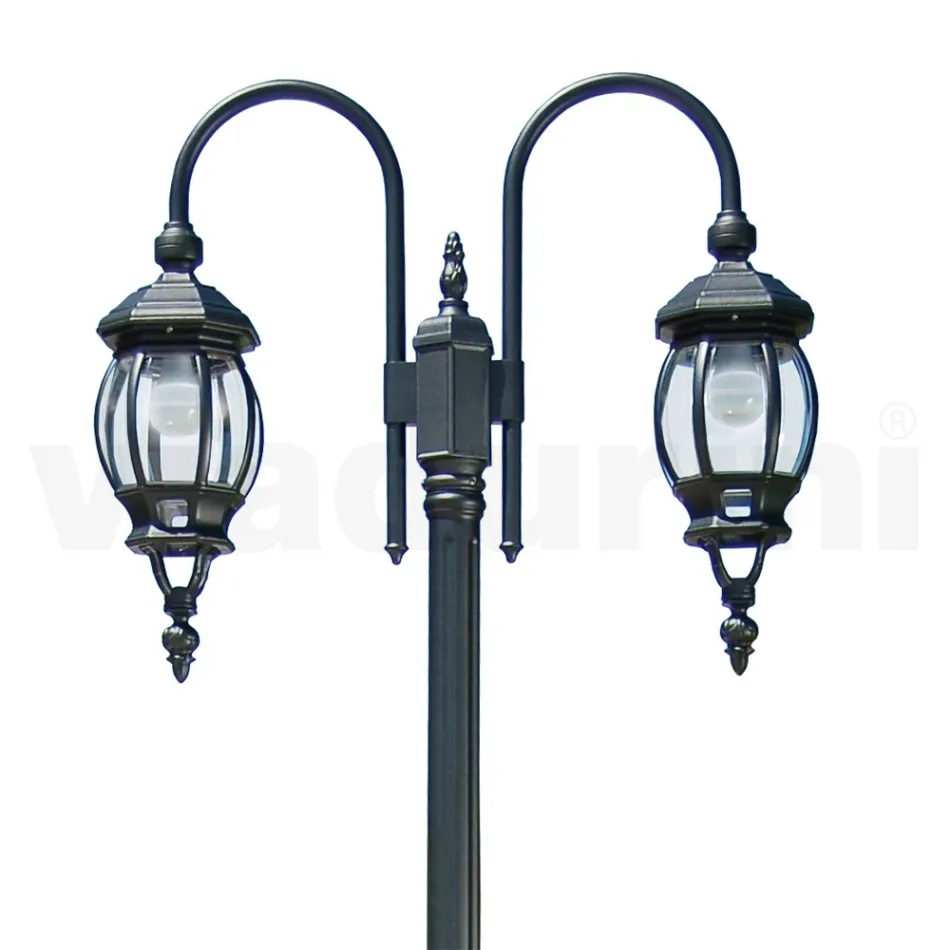 Lamppost Vintage Style 2 Lights in Anthracite Aluminum Made in Italy - Empire Viadurini