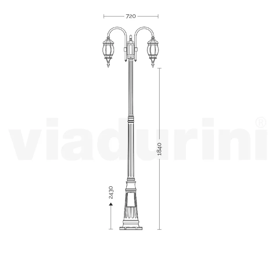 Lamppost Vintage Style 2 Lights in Anthracite Aluminum Made in Italy - Empire Viadurini
