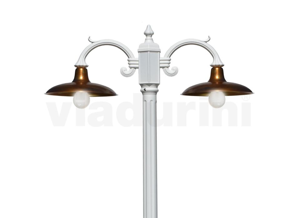 Vintage Style Street Lamp 2 Lights in Aluminum and Brass Made in Italy - Adela Viadurini