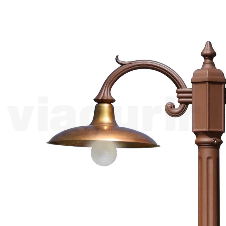 Vintage Style Street Lamp 2 Lights in Aluminum and Brass Made in Italy - Adela Viadurini