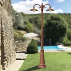 Vintage Style Street Lamp 2 Lights in Aluminum and Brass Made in Italy - Adela Viadurini