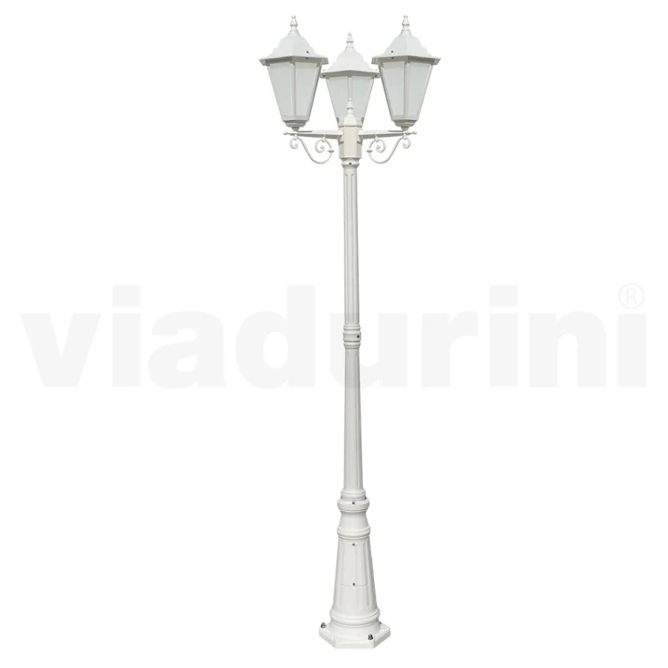 Vintage Style Street Lamp 3 Lights in Aluminum and Glass Made in Italy - Terella Viadurini