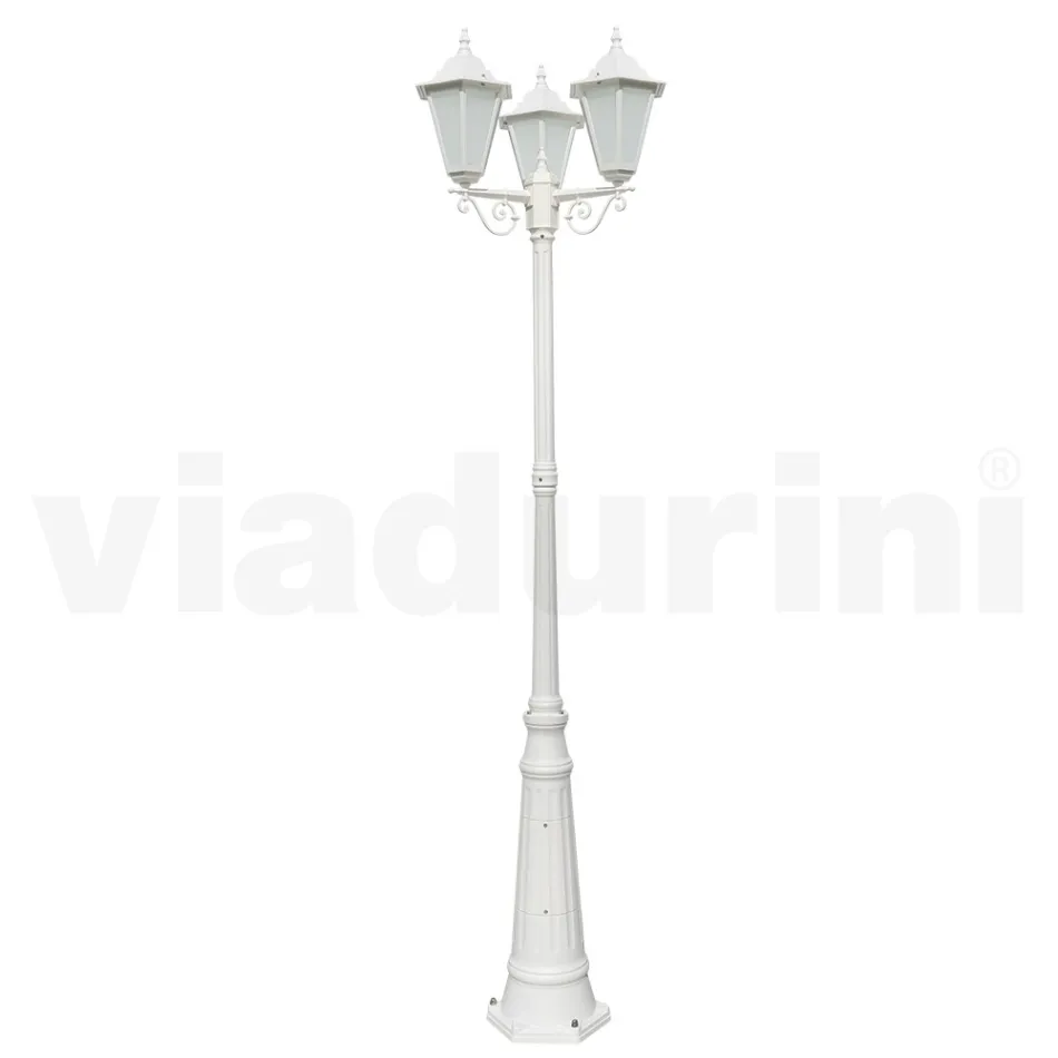 Vintage Style Street Lamp 3 Lights in Aluminum and Glass Made in Italy - Terella Viadurini