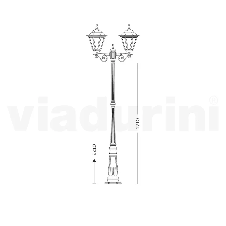 Vintage Style Street Lamp 3 Lights in Aluminum and Glass Made in Italy - Terella Viadurini