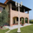 Vintage Style Street Lamp with 3 Lights in White Aluminum Made in Italy - Dodo Viadurini