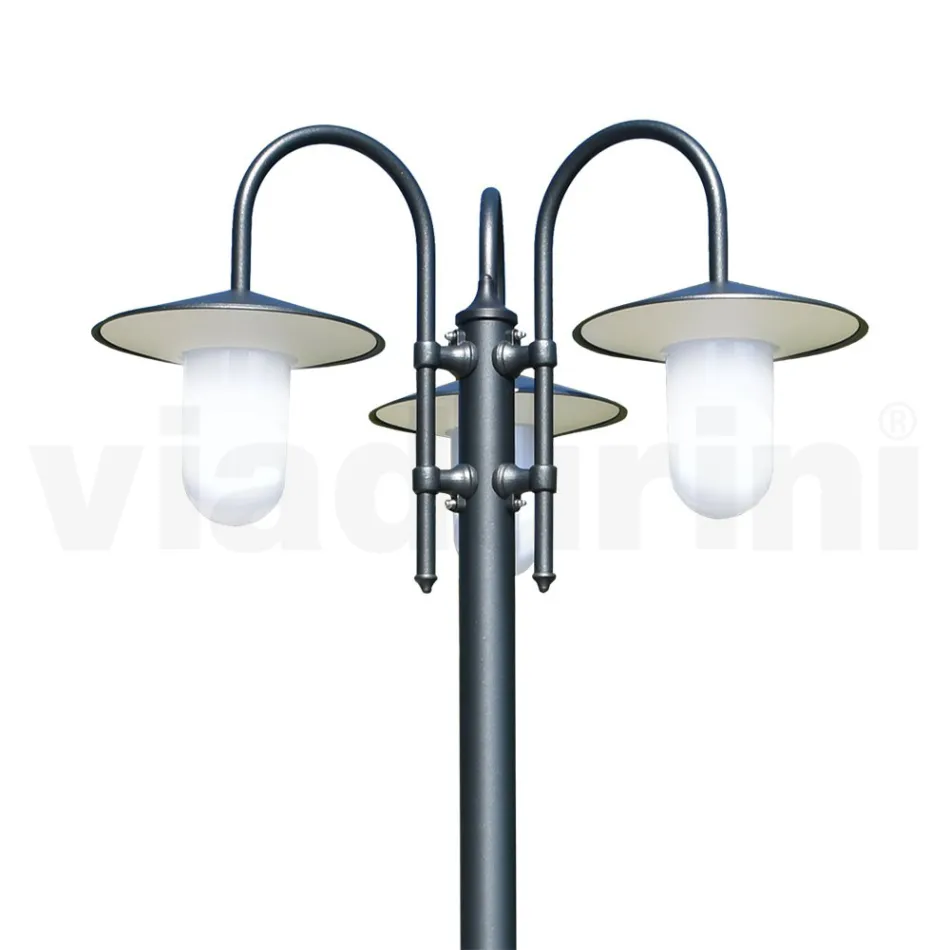 Vintage Style Street Lamp with 3 Lights in Aluminum Made in Italy - Belen Viadurini