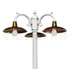 Vintage Lamppost with 3 Lights in Aluminum and Brass Made in Italy - Adela Viadurini