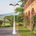 Vintage Lamppost with 3 Lights in Aluminum and Brass Made in Italy - Adela Viadurini