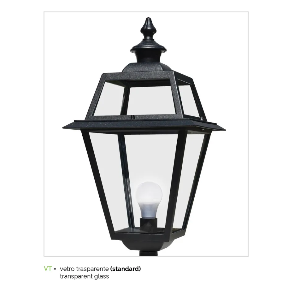 Vintage Lamppost with 3 Lights in Aluminum and Glass Made in Italy - Vivian Viadurini