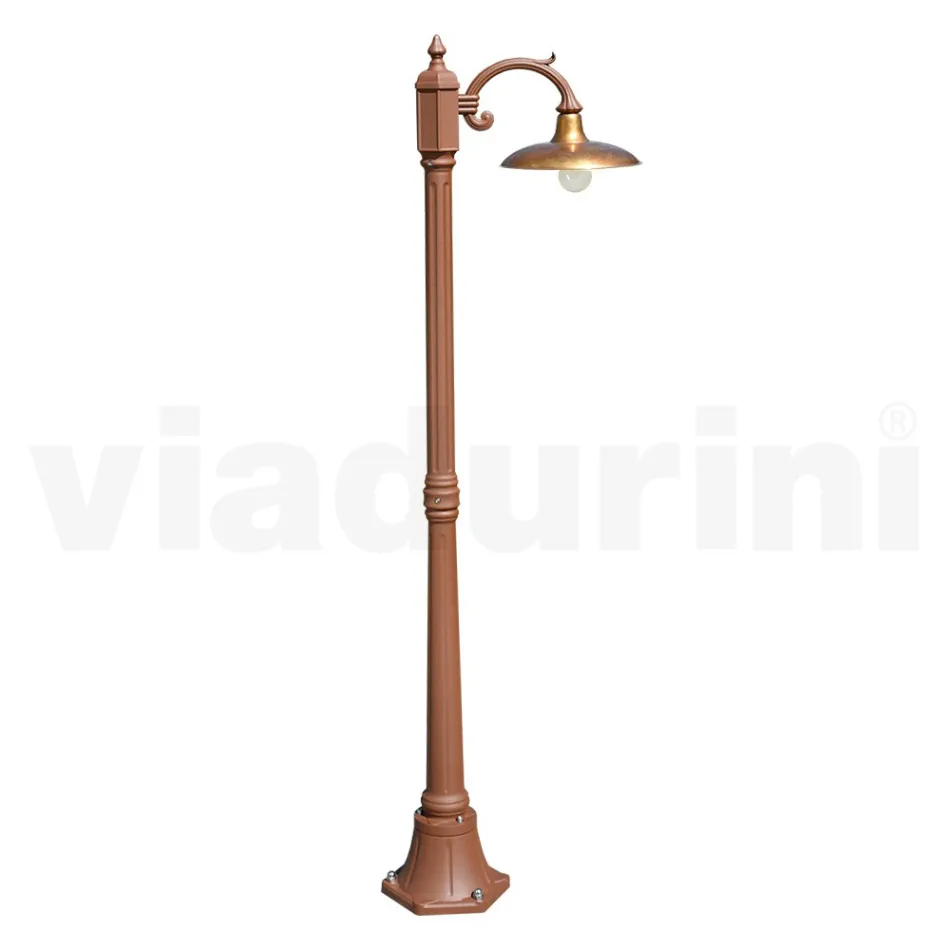 Vintage Lamp in Aluminum with Diffuser in Brass Made in Italy - Adela Viadurini