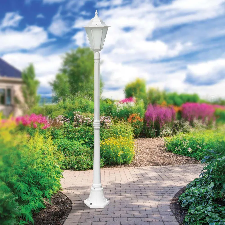 Vintage Outdoor Lamp in White Aluminum Made in Italy - Terella Viadurini