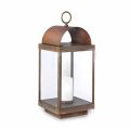 Outdoor iron and brass lantern with candle Il Fanale