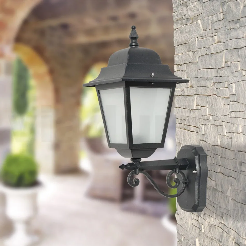 Wall Lantern in Die-Cast Aluminum and Glass Diffuser - Scintilla Viadurini