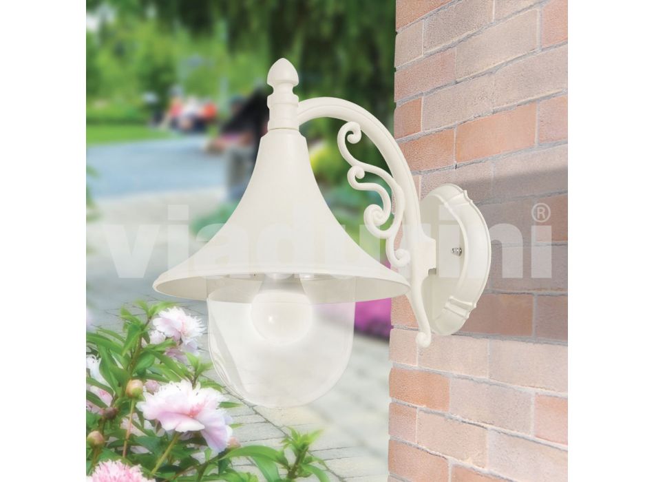 Wall garden lantern in white aluminum made in Italy, Anusca Viadurini