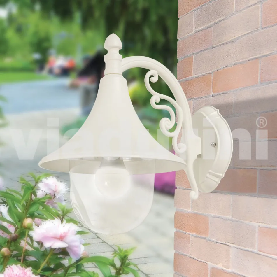 Wall garden lantern in white aluminum made in Italy, Anusca Viadurini