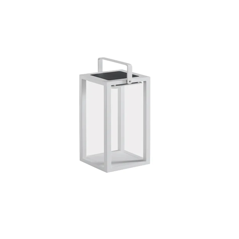 Outdoor Solar Lantern with Painted Aluminum or Teak Structure - Greg Viadurini