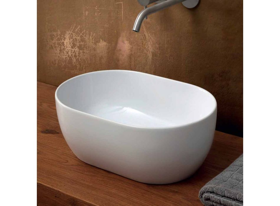 Countertop ceramic washbasin 45x32cm made in Italy Star, modern design Viadurini