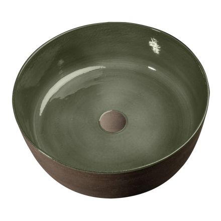 Green Refractory Clay Bowl Washbasin Made in Italy - Tatiana Viadurini