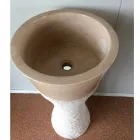 White column washbasin in Iris natural stone, unique piece Viadurini