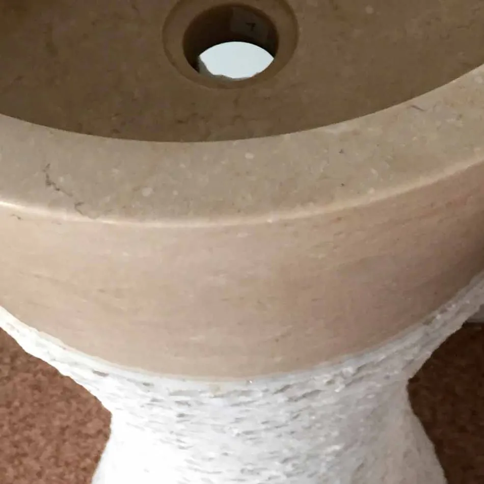 White column washbasin in Iris natural stone, unique piece Viadurini