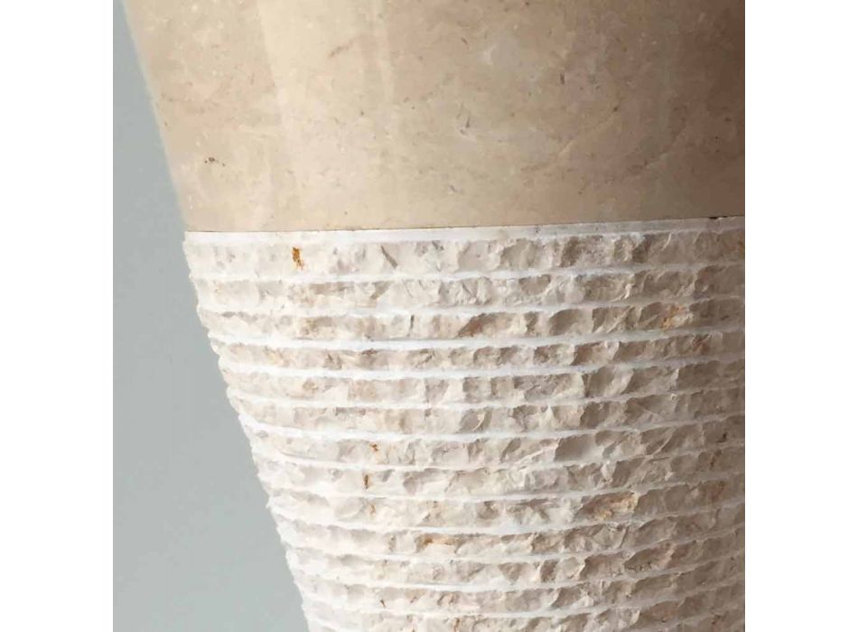 White column washbasin in Iris natural stone, unique piece Viadurini