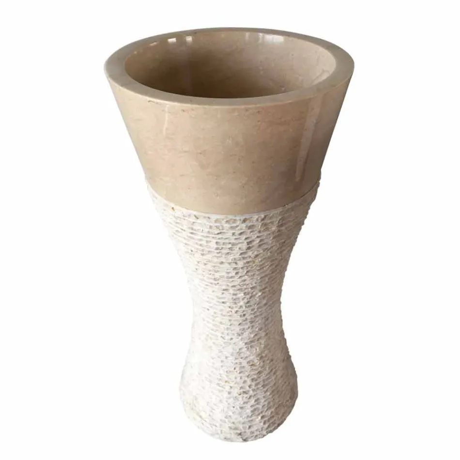 White column washbasin in Iris natural stone, unique piece Viadurini