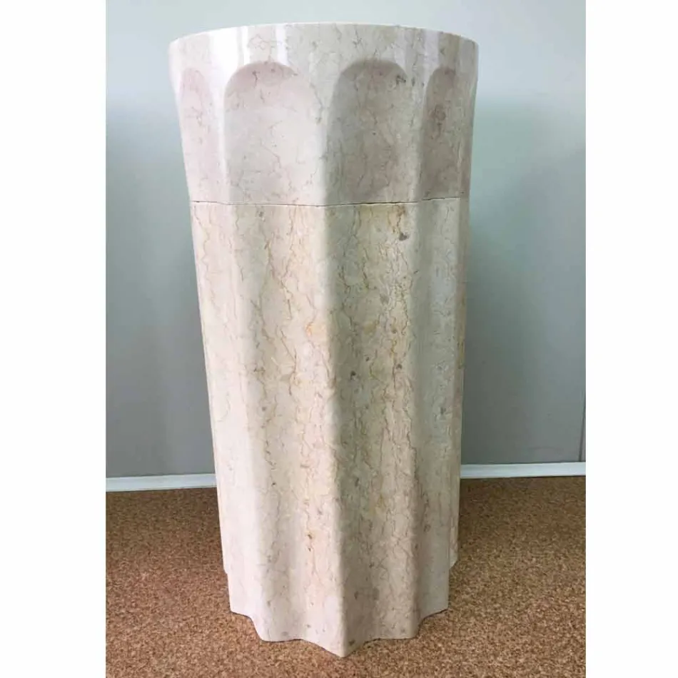 Daisy column washbasin in white natural stone, unique piece Viadurini