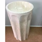 Daisy column washbasin in white natural stone, unique piece Viadurini