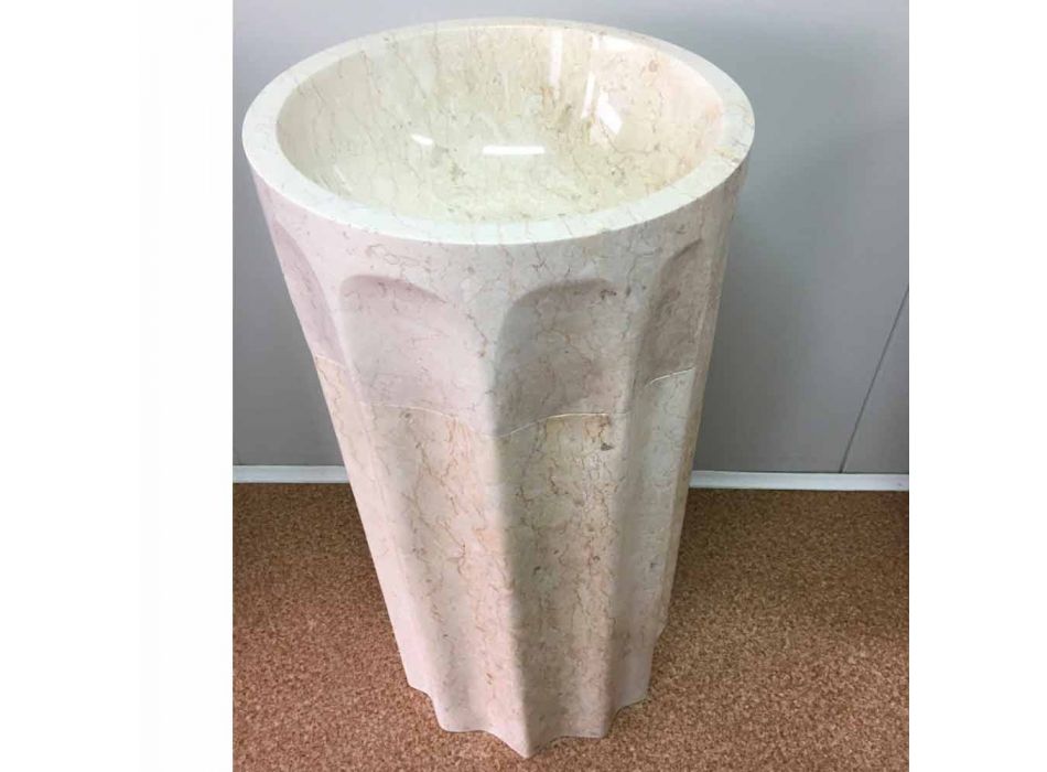 Daisy column washbasin in white natural stone, unique piece Viadurini