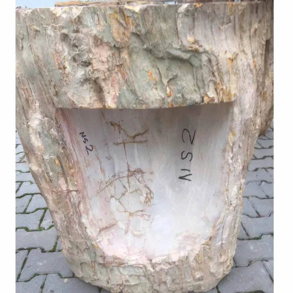 Design pedestal sink in Ley natural stone, handmade Viadurini