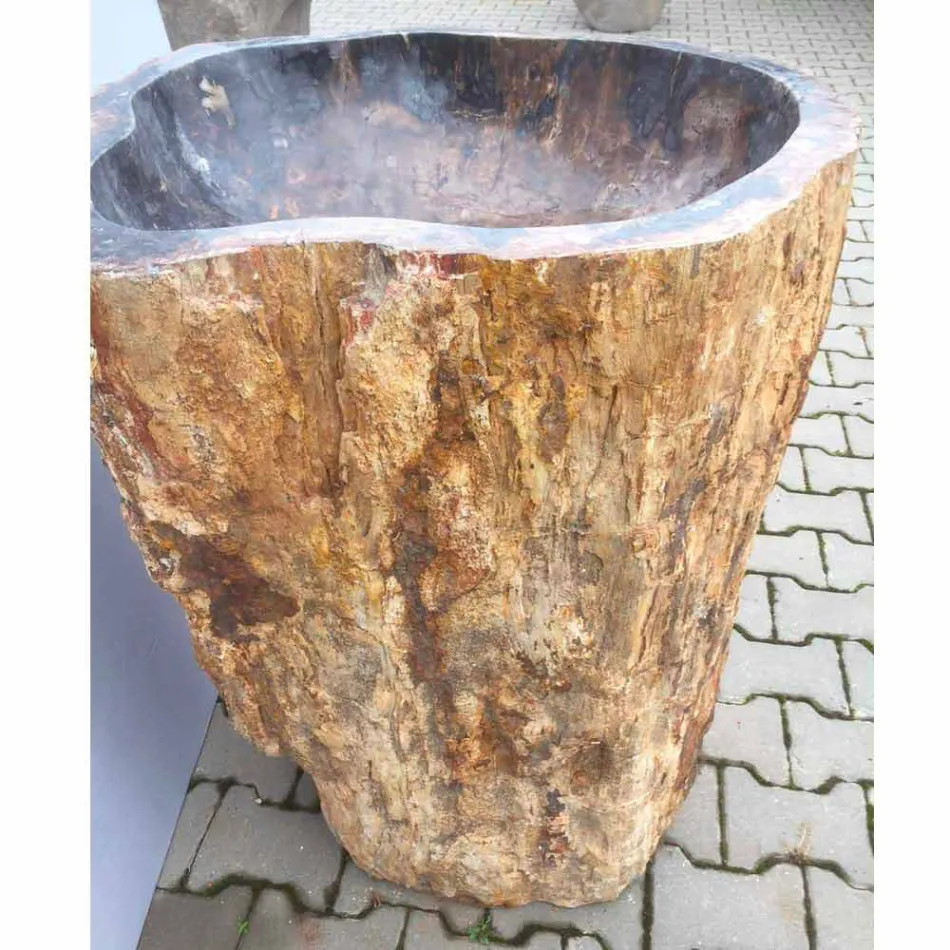 Design pedestal sink in Ley natural stone, handmade Viadurini