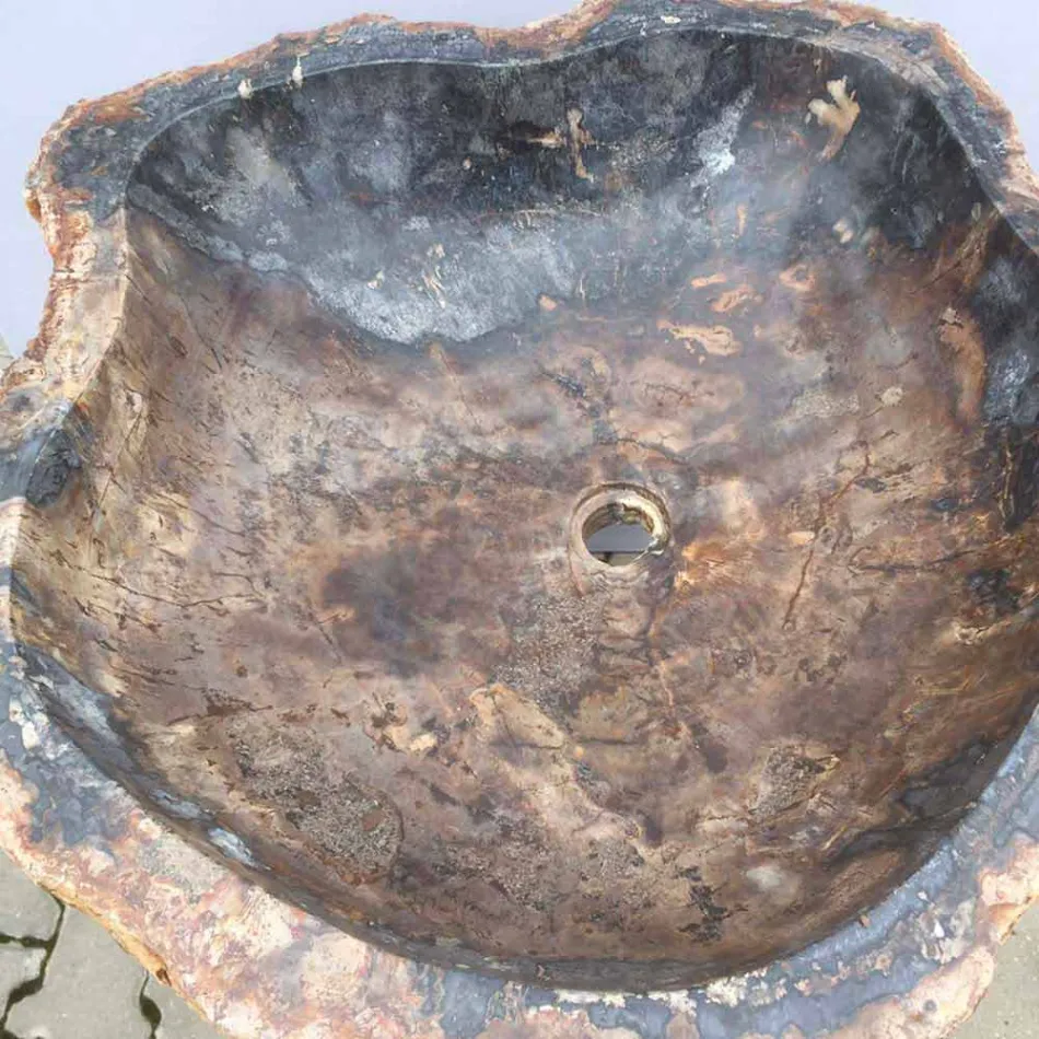 Design pedestal sink in Ley natural stone, handmade Viadurini