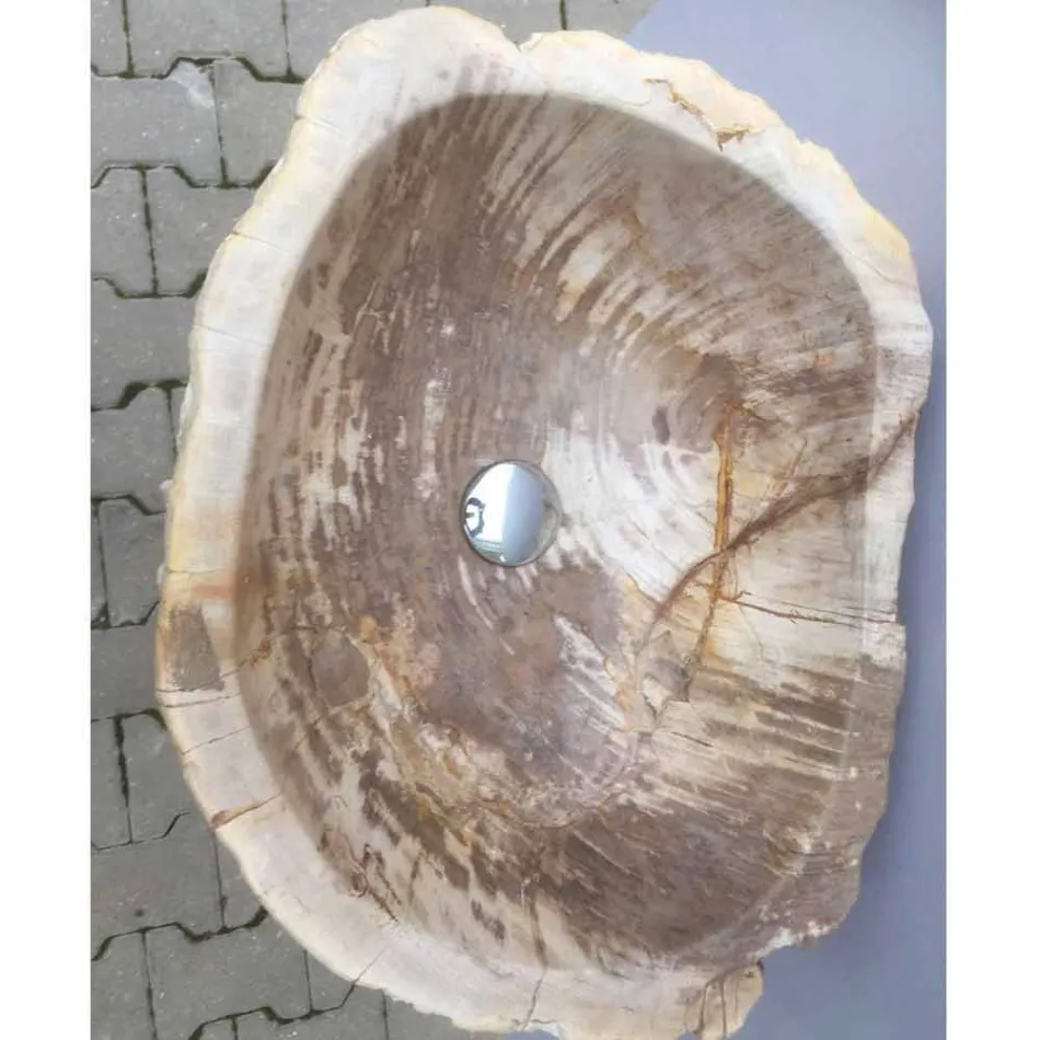 Design pedestal sink in Ley natural stone, handmade Viadurini