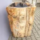 Design pedestal sink in Ley natural stone, handmade Viadurini