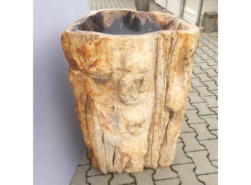 Design pedestal sink in Ley natural stone, handmade Viadurini
